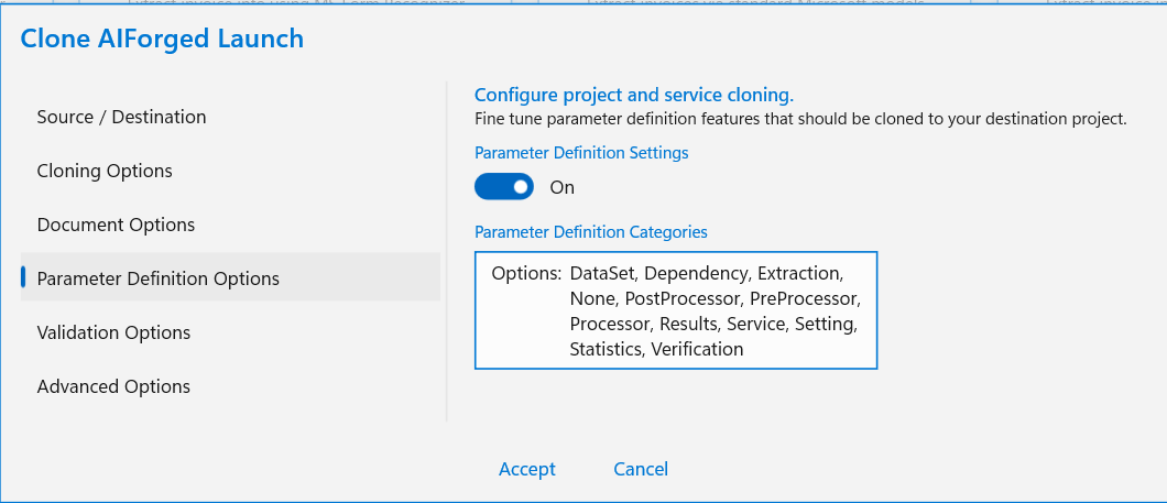 Cloning Definition Options