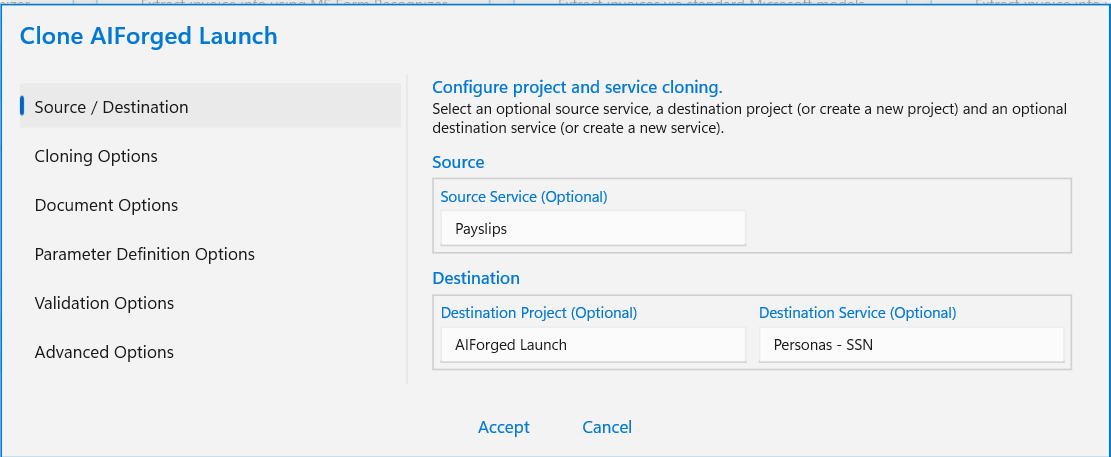 Cloning Source and Destination