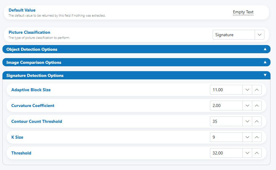 Picture — signature detection options
