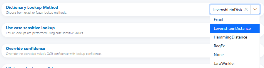Lookup — method dropdown