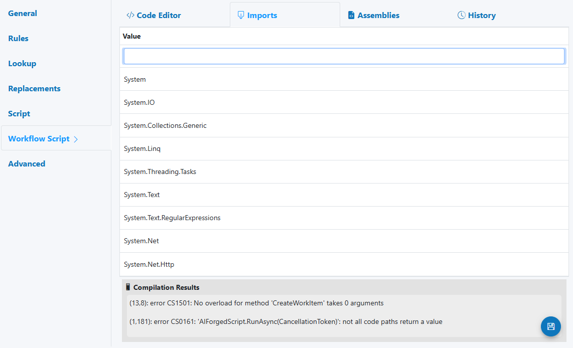 Workflow Script — Imports